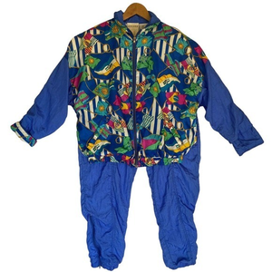 SOLARE SPORTA Vintage‎ Women's 2 Piece Multicolor Tracksuit Jacket Pants Size M
